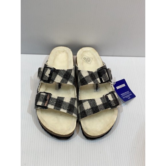 Birkenstock Arizona Shearling Lined Wool White Plaid Women's Size 40 US 9 - Picture 5 of 9